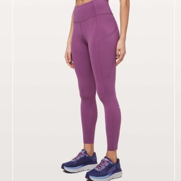 NWT Lululemon fast & Free Tight Leggings pink mulberry pink 7/8 8 reflective - Picture 12 of 15